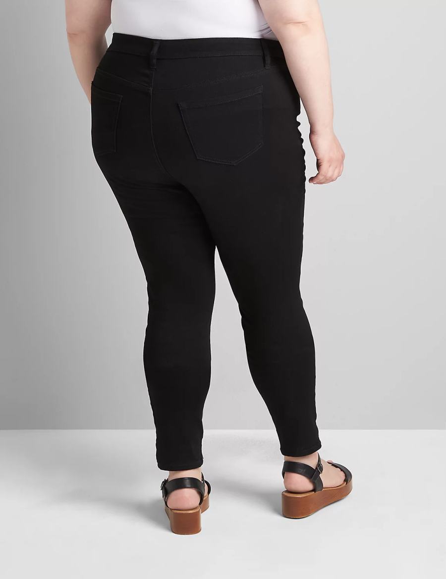 Τζιν γυναικεια Lane Bryant Straight Fit High-Rise Sateen Skinny μαυρα | XIX2917WA