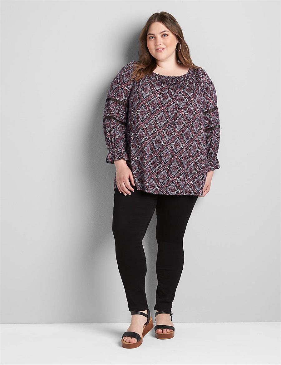 Τζιν γυναικεια Lane Bryant Straight Fit High-Rise Sateen Skinny μαυρα | XIX2917WA