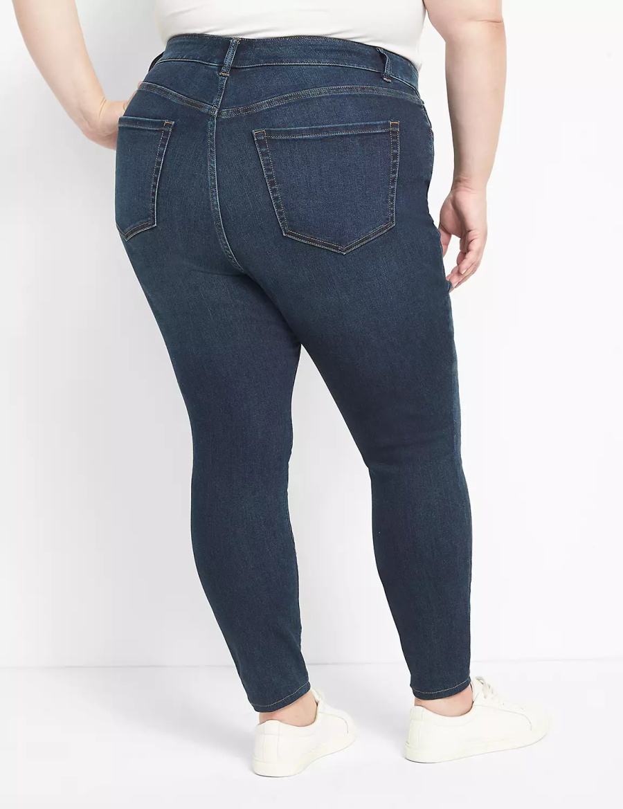 Τζιν γυναικεια Lane Bryant Straight Fit High-Rise Skinny σκούρο μπλε | LHP6174ZY