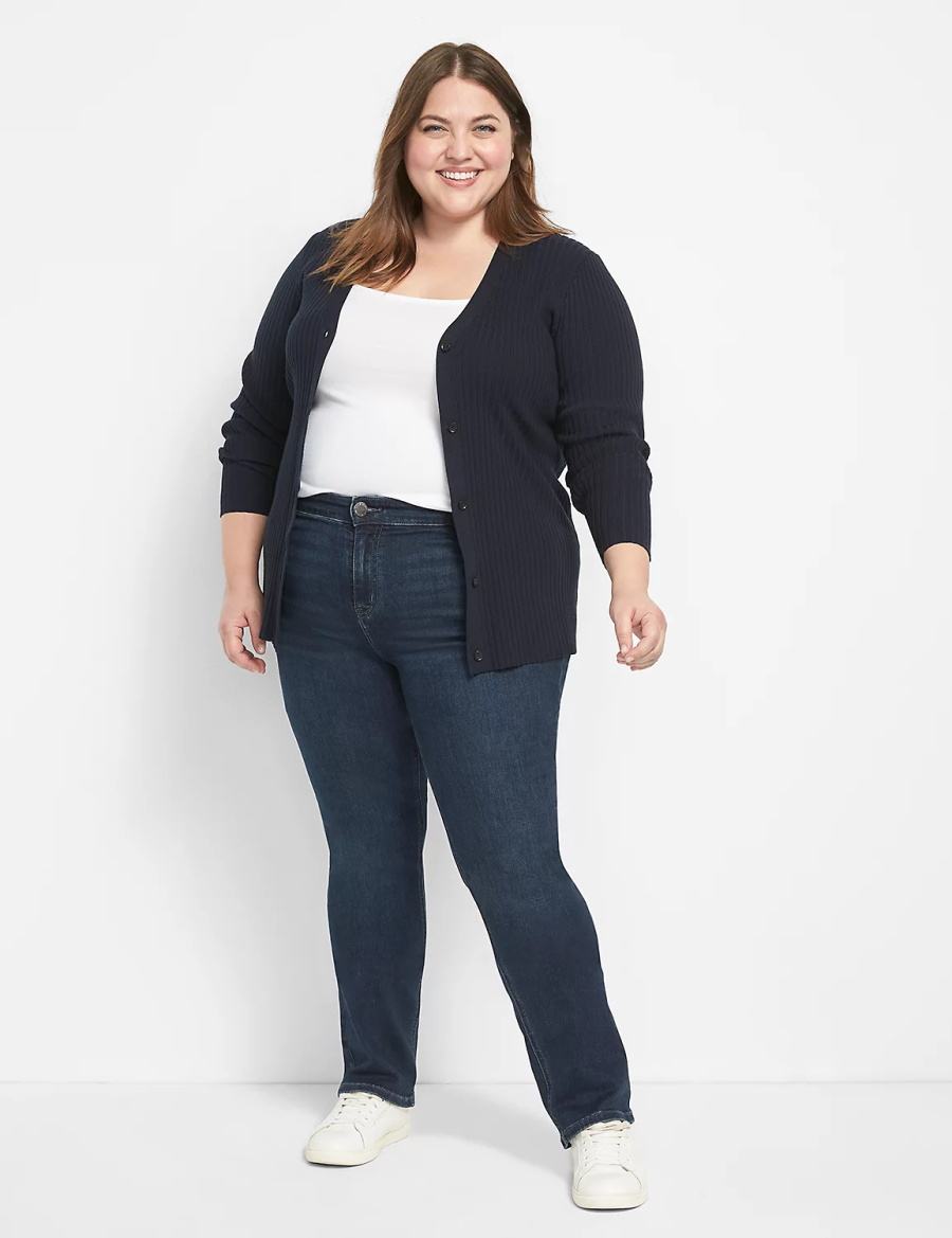 Τζιν γυναικεια Lane Bryant Straight Fit High-Rise Straight σκούρο μπλε | XFT250ZW