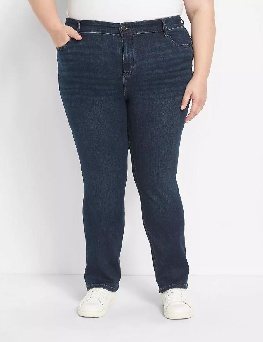 Τζιν γυναικεια Lane Bryant Straight Fit High-Rise Straight σκούρο μπλε | XFT250ZW