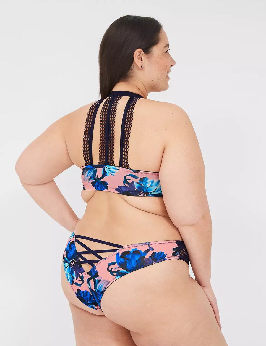 Μπραλέτες γυναικεια Lane Bryant Strappy-Back Boost Plunge Front-Close ροζ μπλε Πολύχρωμο | VAM2174IC