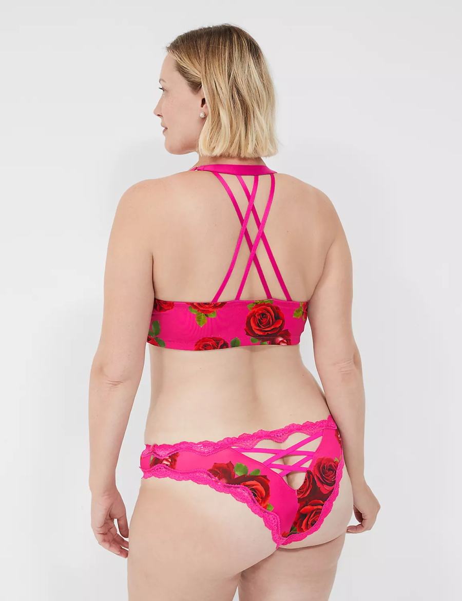 Κιλότα γυναικεια Lane Bryant Strappy-Back Tanga ροζ φουξια | TPO333DC