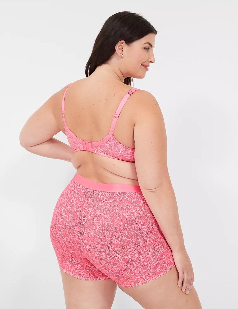 Κιλότα γυναικεια Lane Bryant Stretch Lace Boxer ροζ | LGA987LF