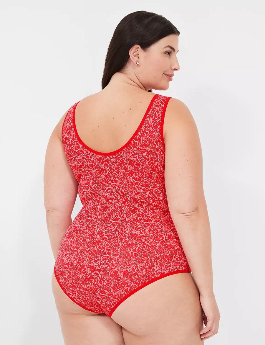 Κορμακια γυναικεια Lane Bryant Stretch Lace Cross-Dyed κοκκινα | CCC3730HG