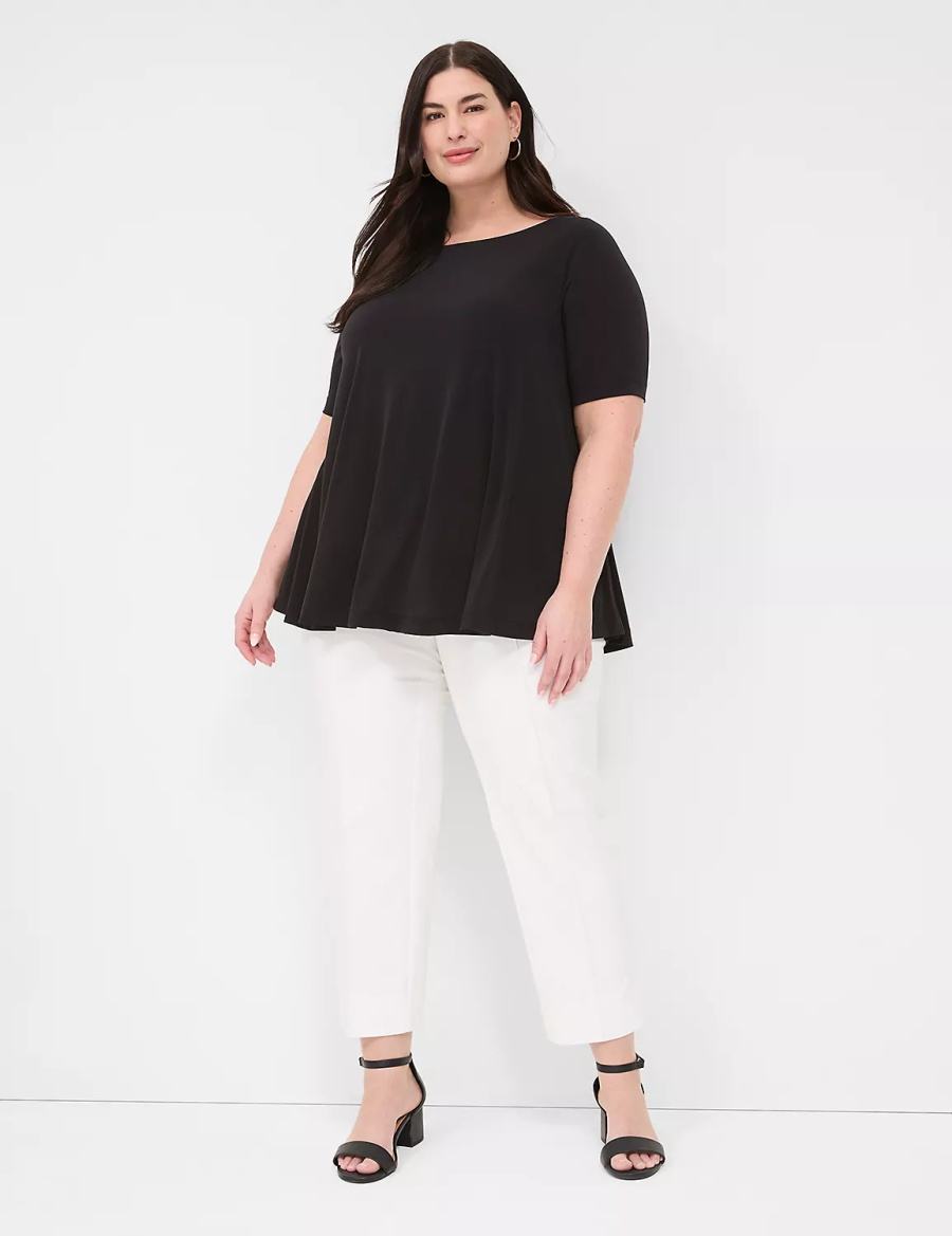 μπλουζακια γυναικεια Lane Bryant Swing Boatneck Top μαυρα | GBG6051WL