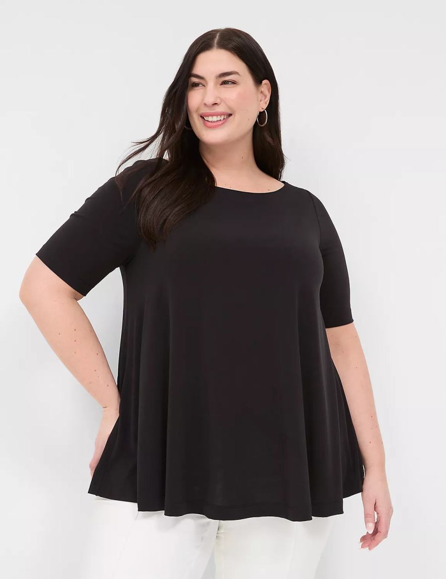 μπλουζακια γυναικεια Lane Bryant Swing Boatneck Top μαυρα | GBG6051WL