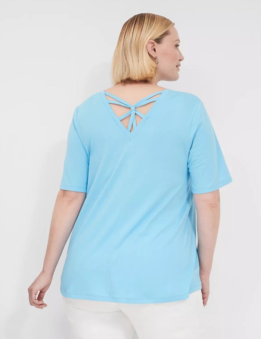 μπλουζακια γυναικεια Lane Bryant Swing Strappy-Back Tee μπλε | KSK6932ZN