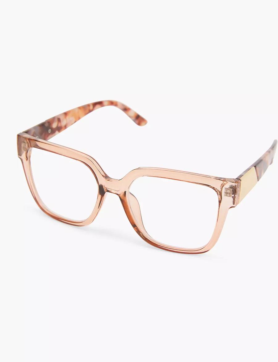 Γυαλια γυναικεια Lane Bryant Tan Crystal & Tortoiseshell Print Cateye Reading Μπεζ | DKB7119GD