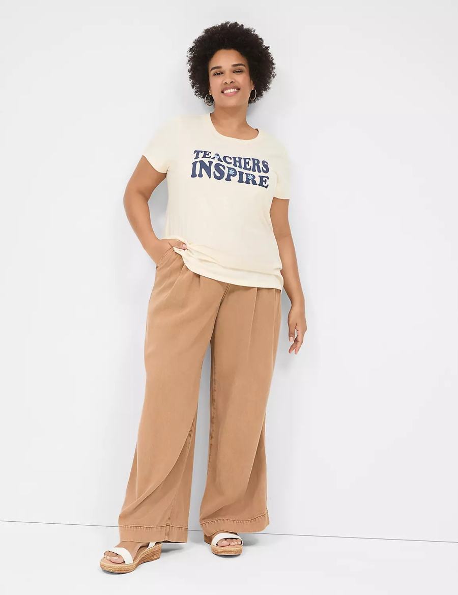 μπλουζακια γυναικεια Lane Bryant Teachers Inspire Graphic Tee ασπρα | PPC8890PH