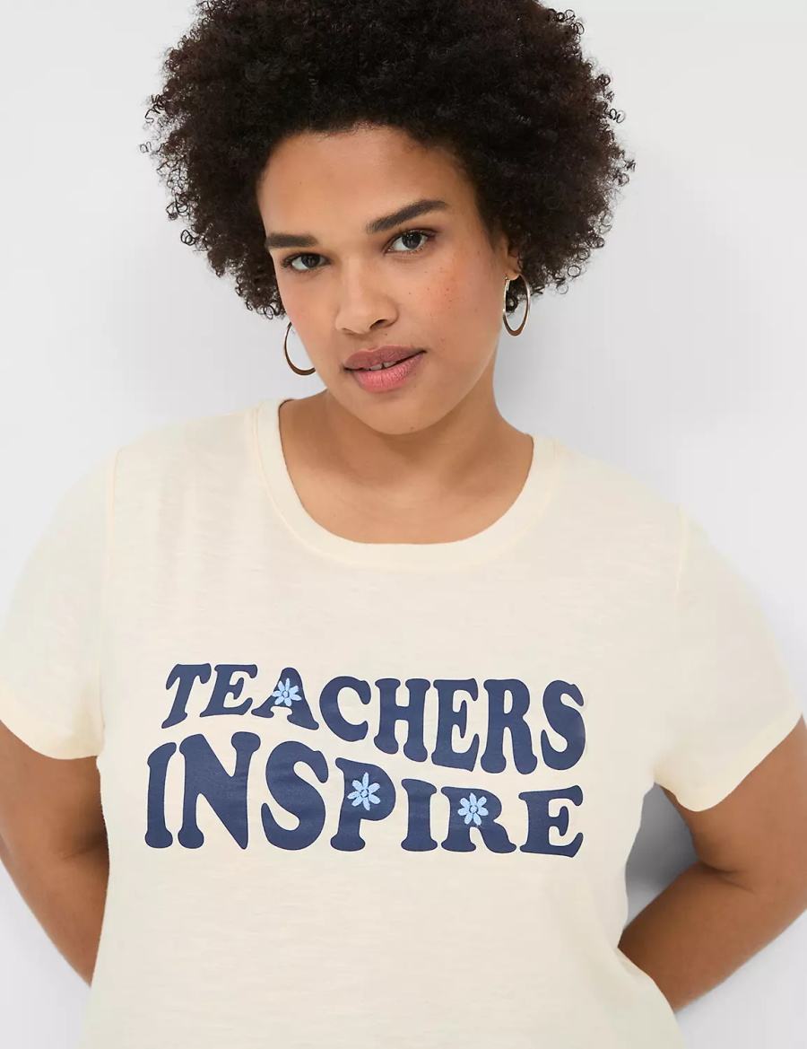 μπλουζακια γυναικεια Lane Bryant Teachers Inspire Graphic Tee ασπρα | PPC8890PH