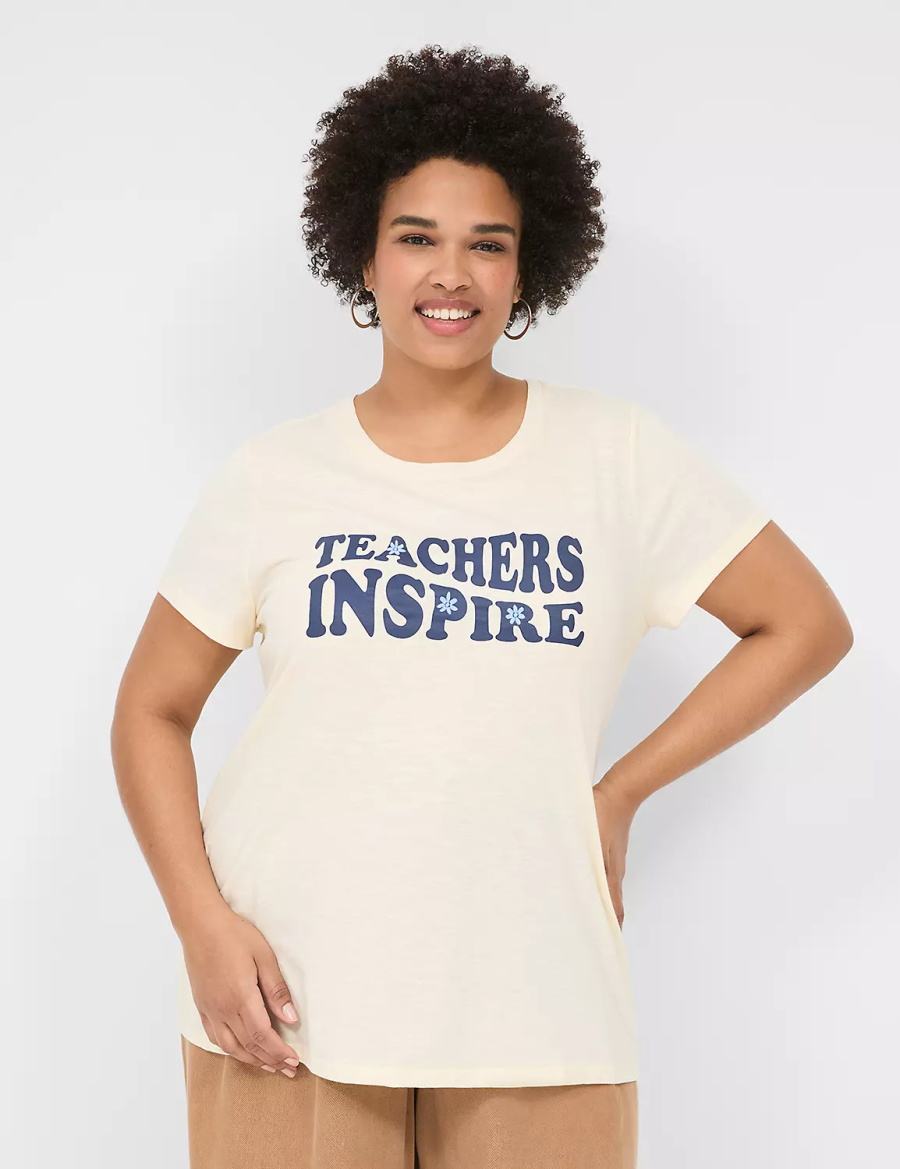 μπλουζακια γυναικεια Lane Bryant Teachers Inspire Graphic Tee ασπρα | PPC8890PH