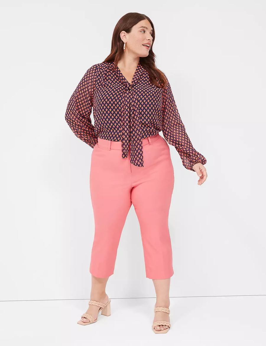 Μπλουζα γυναικεια Lane Bryant Tie-Neck Popover μαυρα κοκκινα | IHQ7435GJ