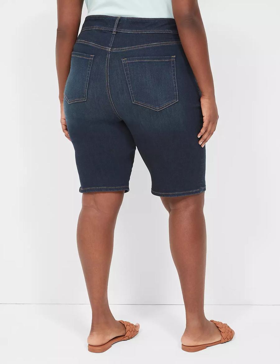 Σορτσ γυναικεια Lane Bryant Tighter Tummy Fit High-Rise Bermuda Jean σκούρο μπλε | OWI5911QE