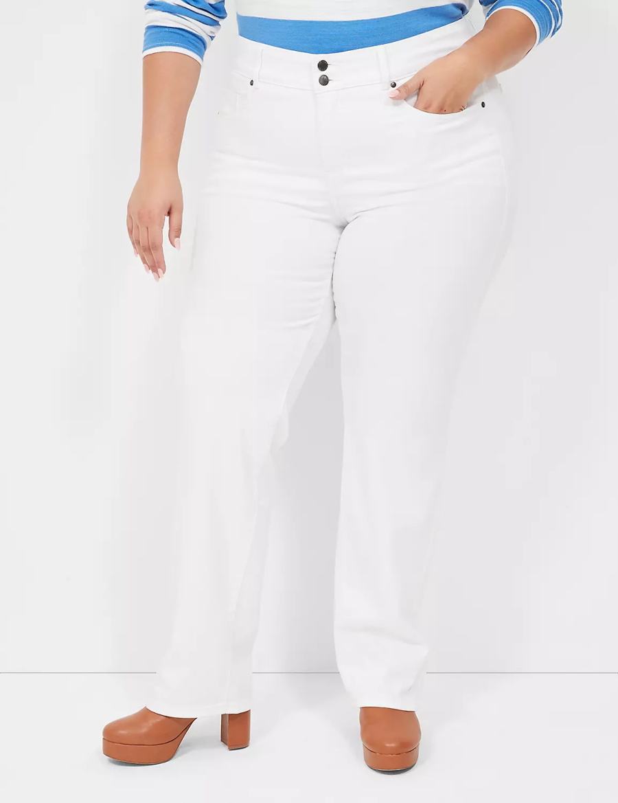 Τζιν γυναικεια Lane Bryant Tighter Tummy Fit High-Rise Straight ασπρα | QKB6958OP