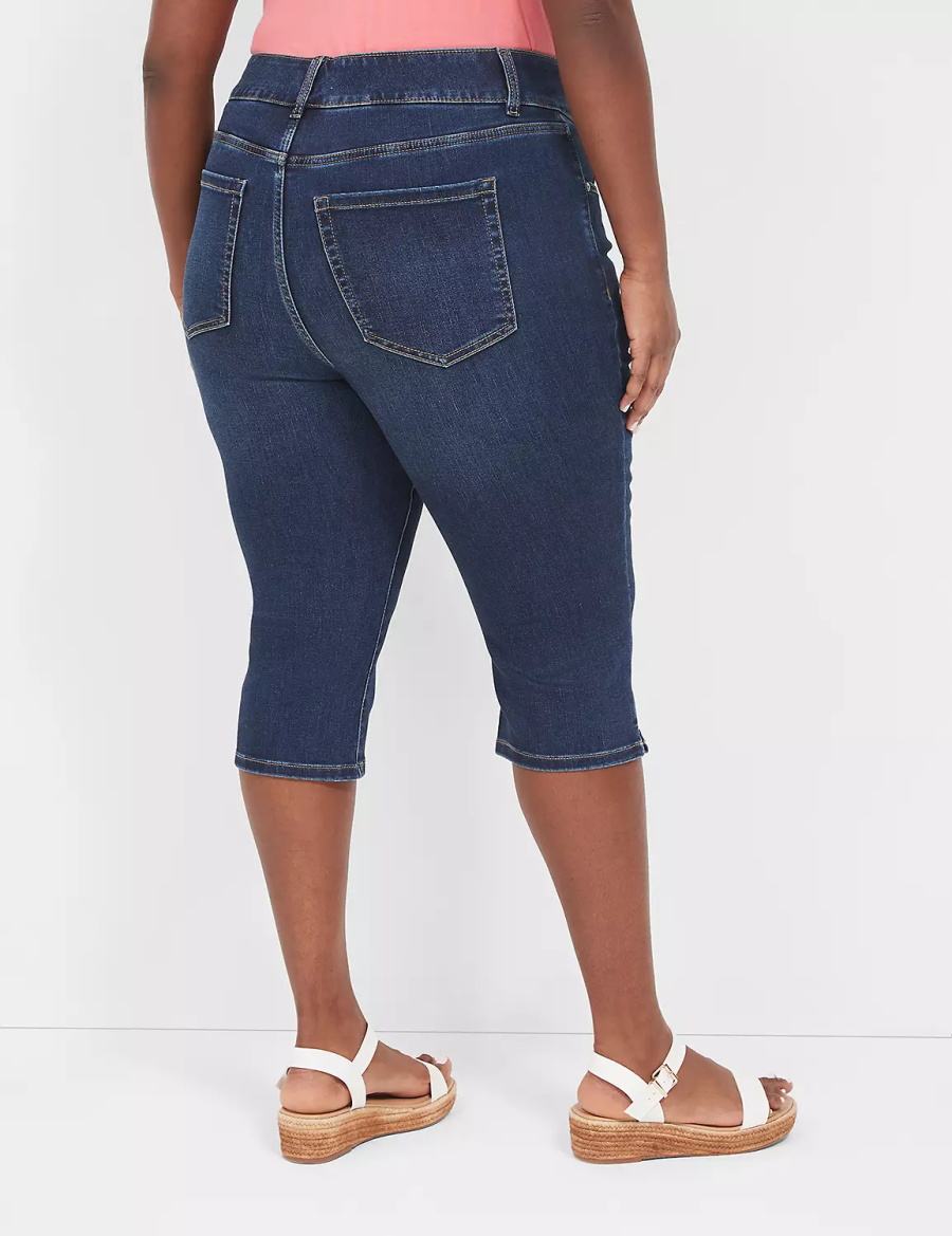 Τζιν γυναικεια Lane Bryant Tighter Tummy Fit High-Rise Pedal σκούρο μπλε | OCA5267VQ