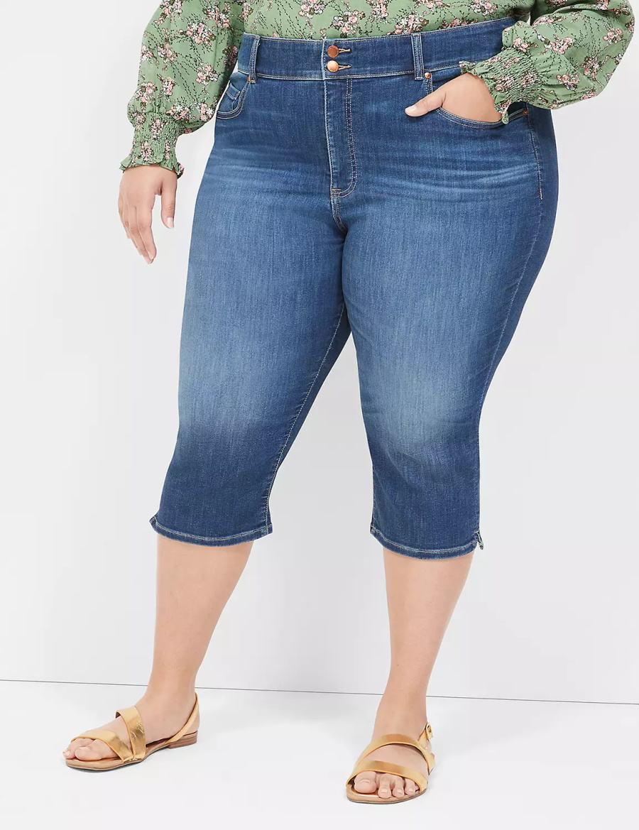 Τζιν γυναικεια Lane Bryant Tighter Tummy Fit High-Rise Pedal μπλε | CVA2079ZQ