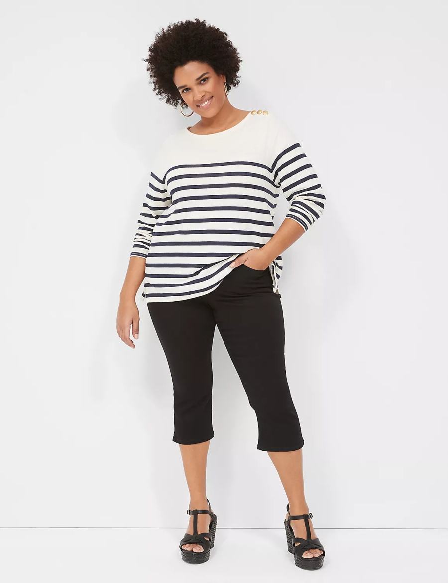 Τζιν γυναικεια Lane Bryant Tighter Tummy Fit High-Rise Pedal μαυρα | UVI111GJ