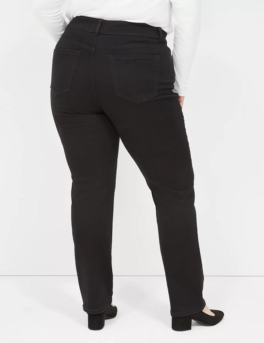 Τζιν γυναικεια Lane Bryant Tighter Tummy High-Rise Straight μαυρα | RHM5098IK