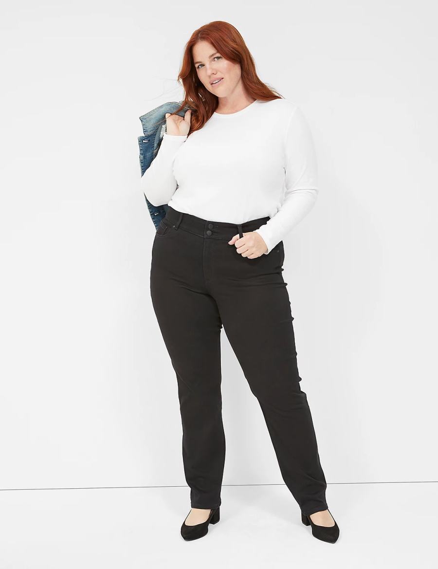 Τζιν γυναικεια Lane Bryant Tighter Tummy High-Rise Straight μαυρα | RHM5098IK