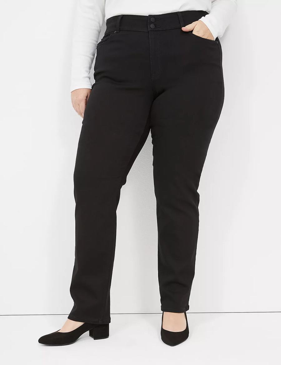 Τζιν γυναικεια Lane Bryant Tighter Tummy High-Rise Straight μαυρα | RHM5098IK