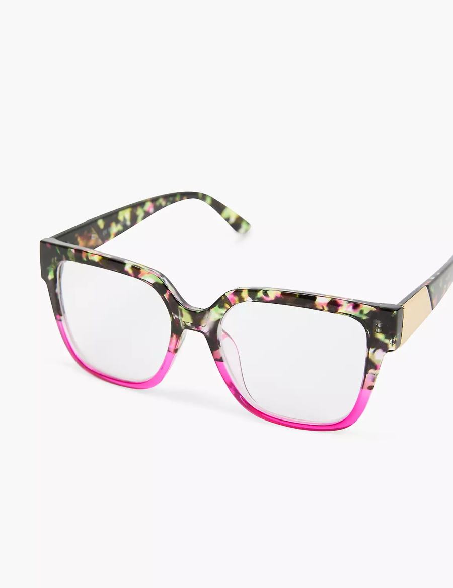 Γυαλια γυναικεια Lane Bryant Tortoiseshell Print & Pink Cateye Reading μαυρα κοκκινα | KEI4381SO