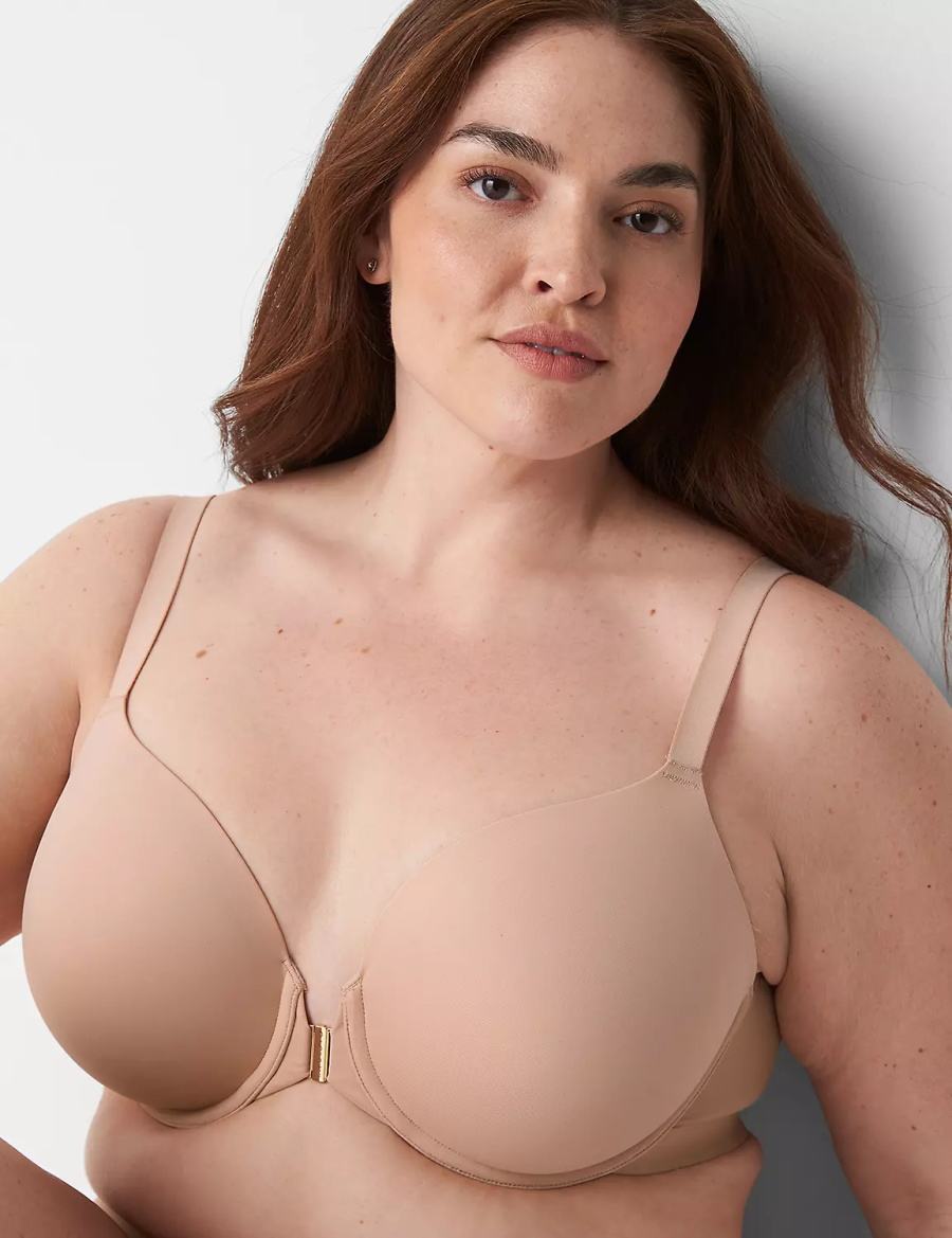 Μπραλέτες γυναικεια Lane Bryant Totally Smooth Full Coverage Front-Close Μπεζ | IYG2634XS