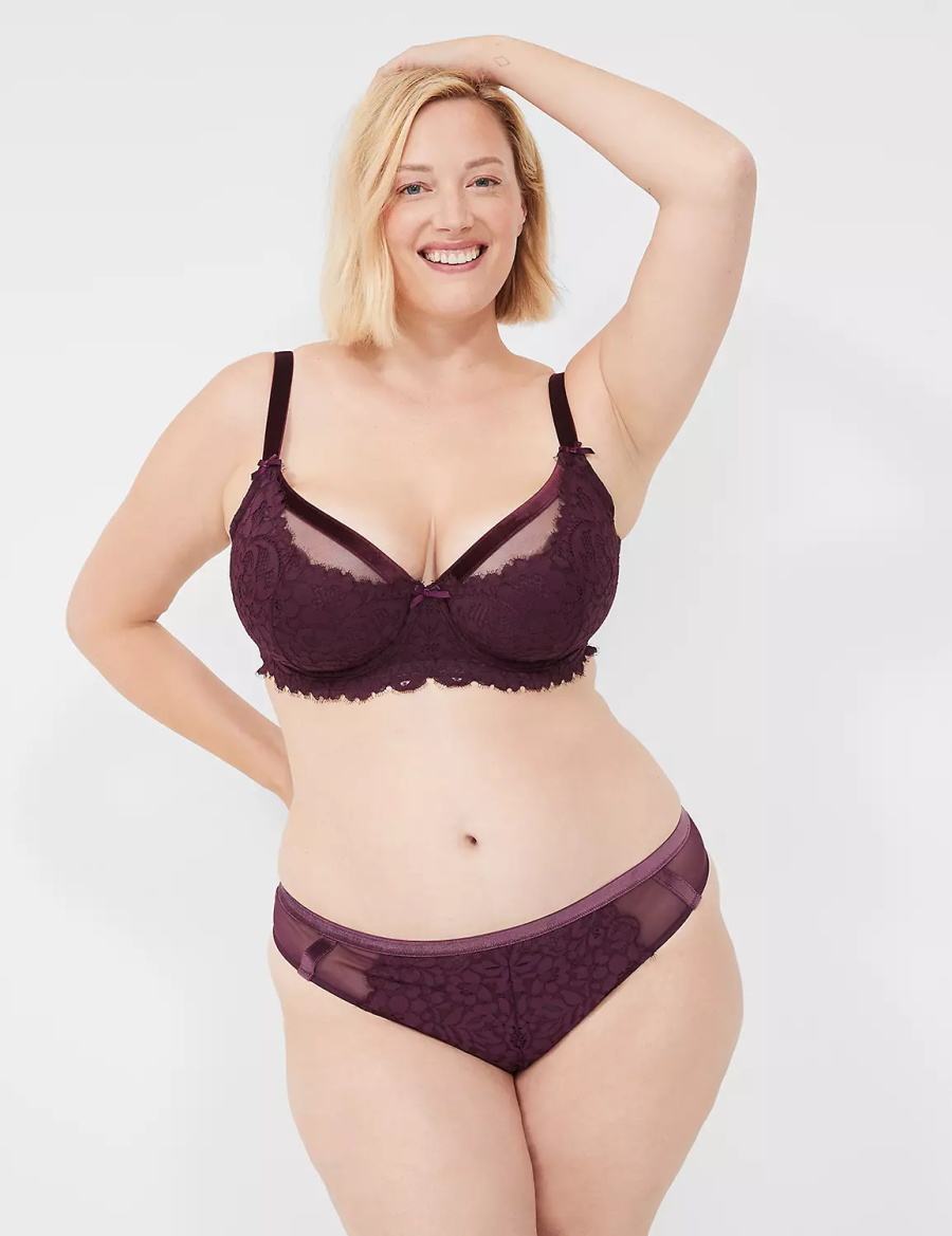 Στριγκάκι γυναικεια Lane Bryant Velvet-Trim μπορντο | WWA2762EE