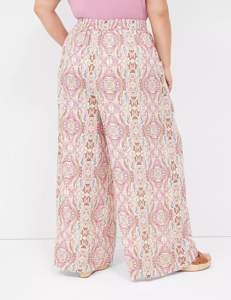 Παντελονι γυναικεια Lane Bryant Wide Leg Vacation ροζ | IZS6852NP