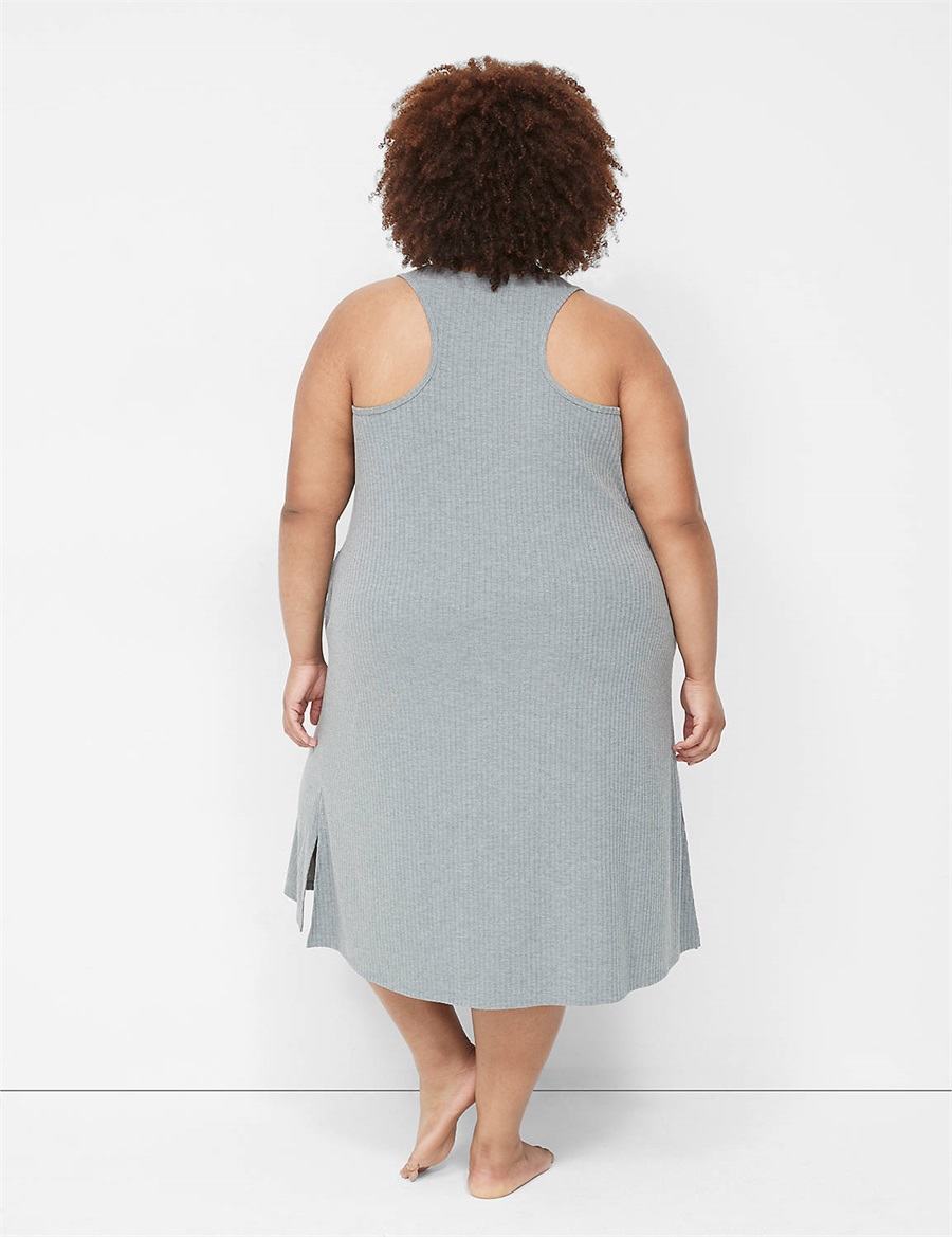 Φορεμα γυναικεια Lane Bryant Wide Rib High-Slit Midi γκρι | HAE7615FK