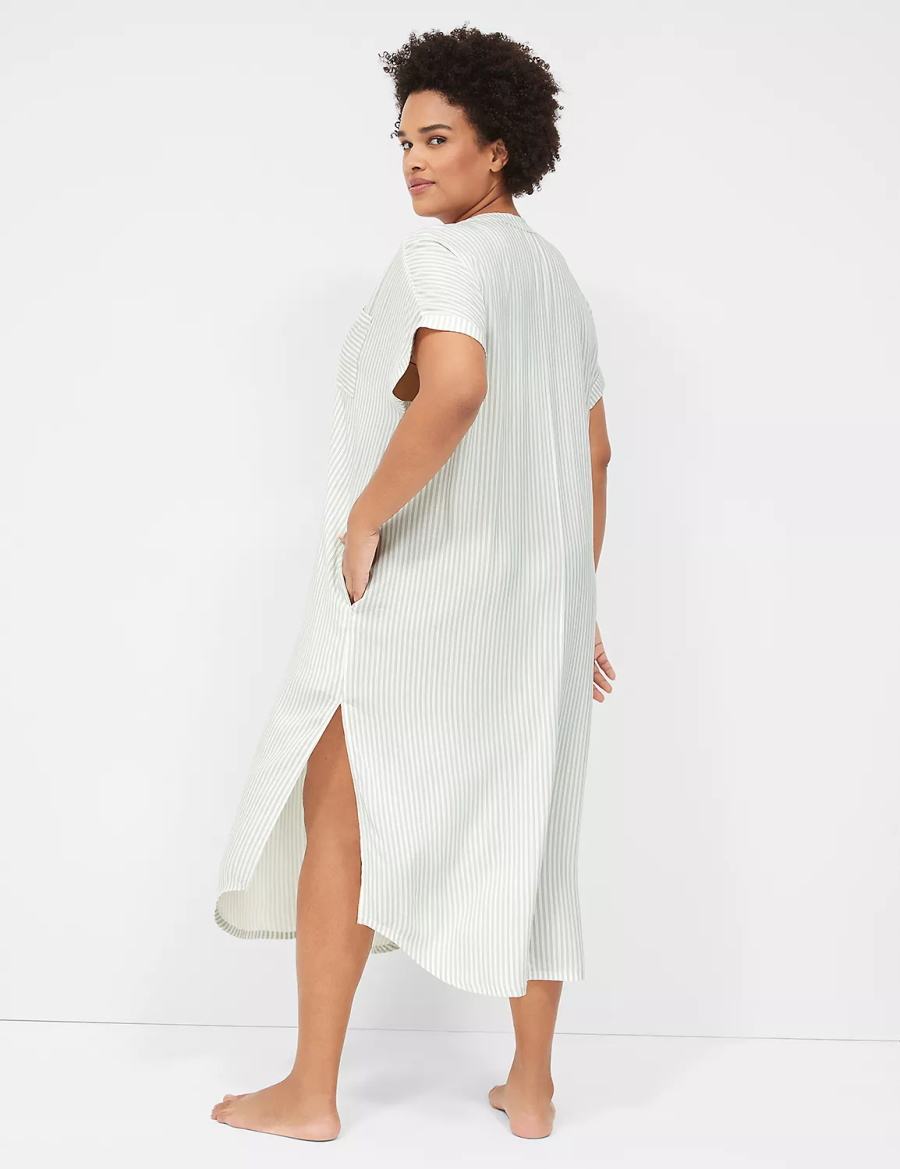 πουκαμισα γυναικεια Lane Bryant Woven Maxi Sleepshirt ασπρα | QBR2140SG