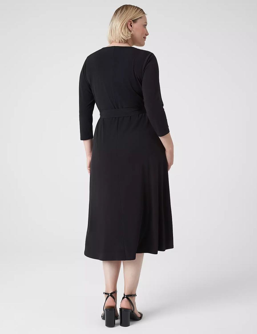 Μίντι Φόρεμα γυναικεια Lane Bryant 3/4-Sleeve High-Low Jersey μαυρα | VPN7956LJ