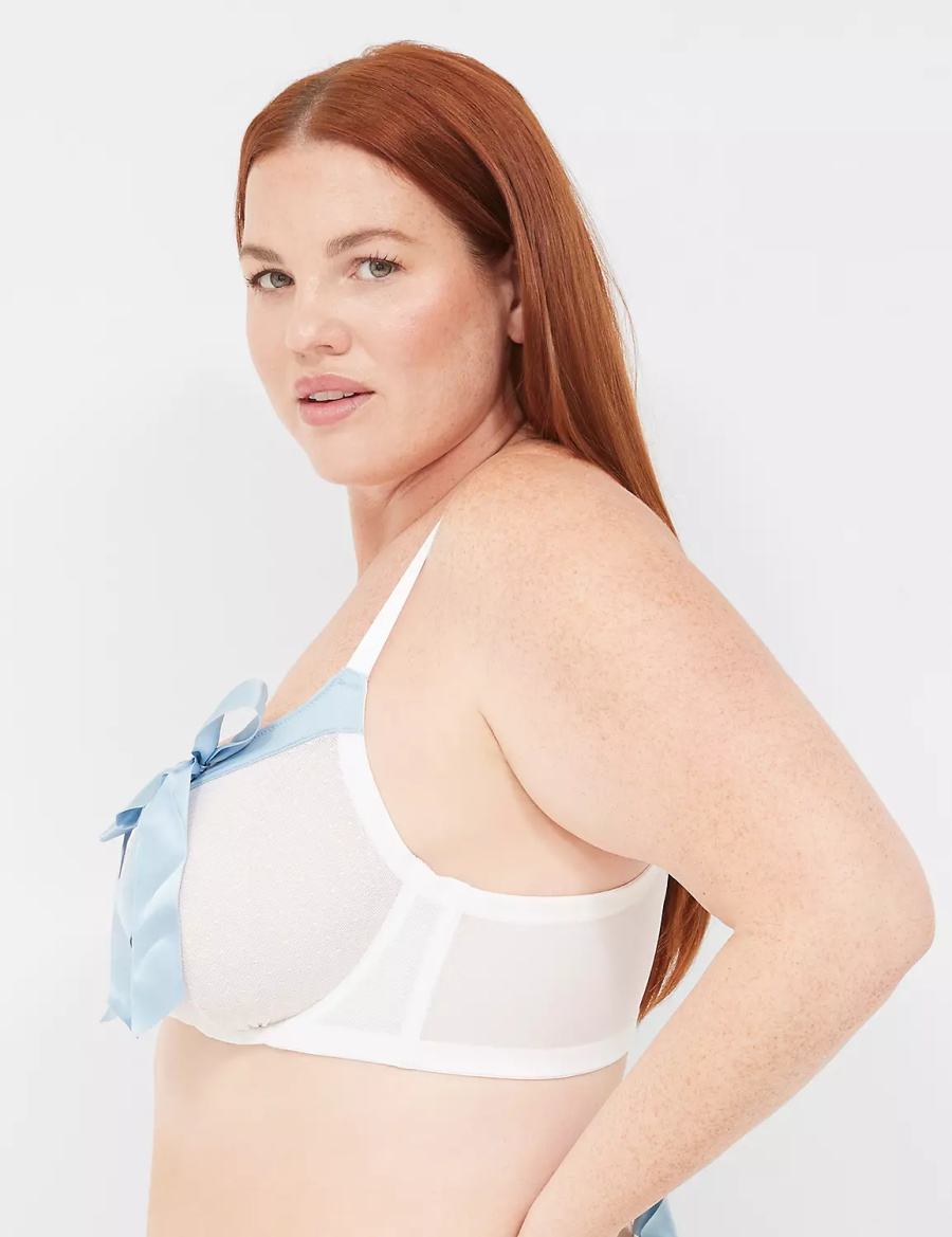 Σουτιέν Μπαλκονέτ γυναικεια Lane Bryant Bow-Front Sheer Unlined ασπρα | XWN6092NS