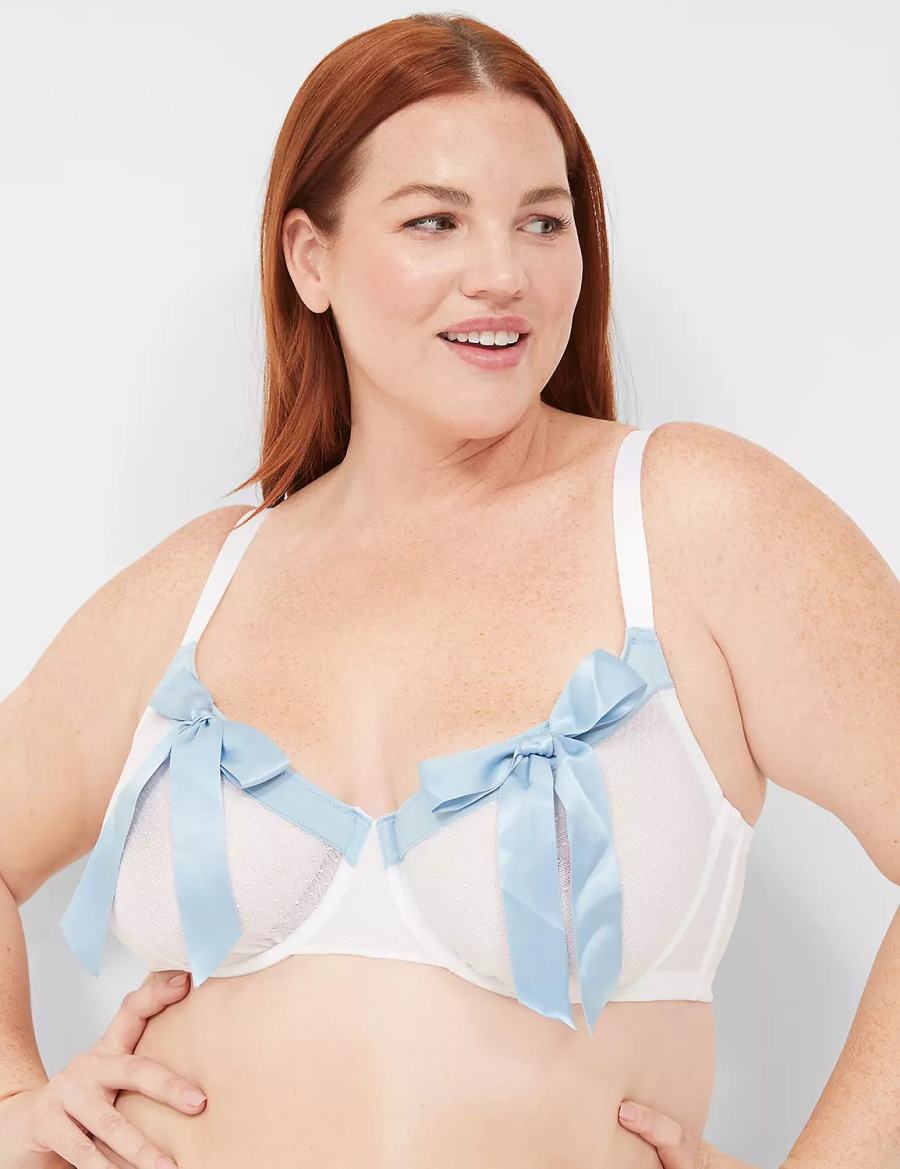 Σουτιέν Μπαλκονέτ γυναικεια Lane Bryant Bow-Front Sheer Unlined ασπρα | XWN6092NS