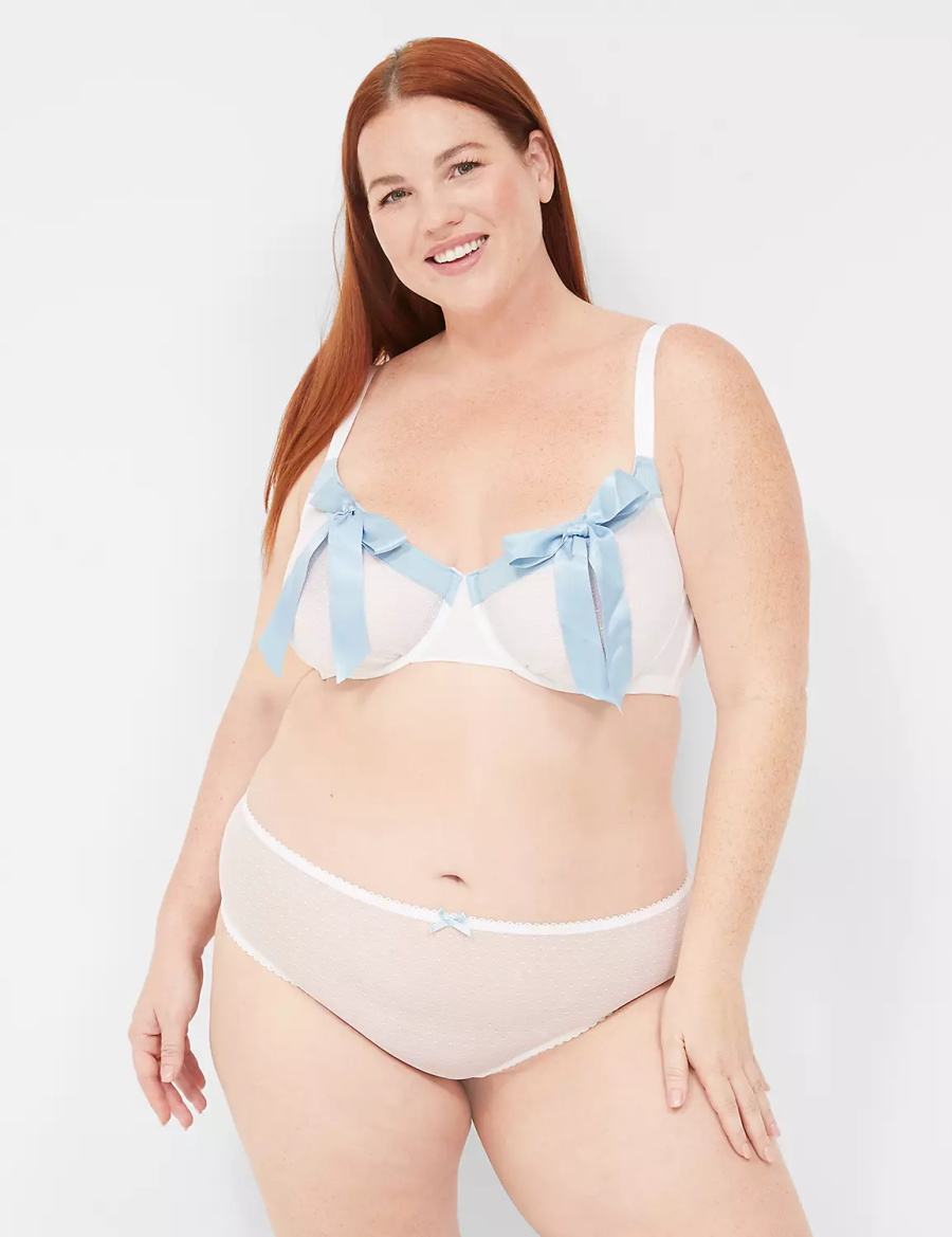 Σουτιέν Μπαλκονέτ γυναικεια Lane Bryant Bow-Front Sheer Unlined ασπρα | XWN6092NS