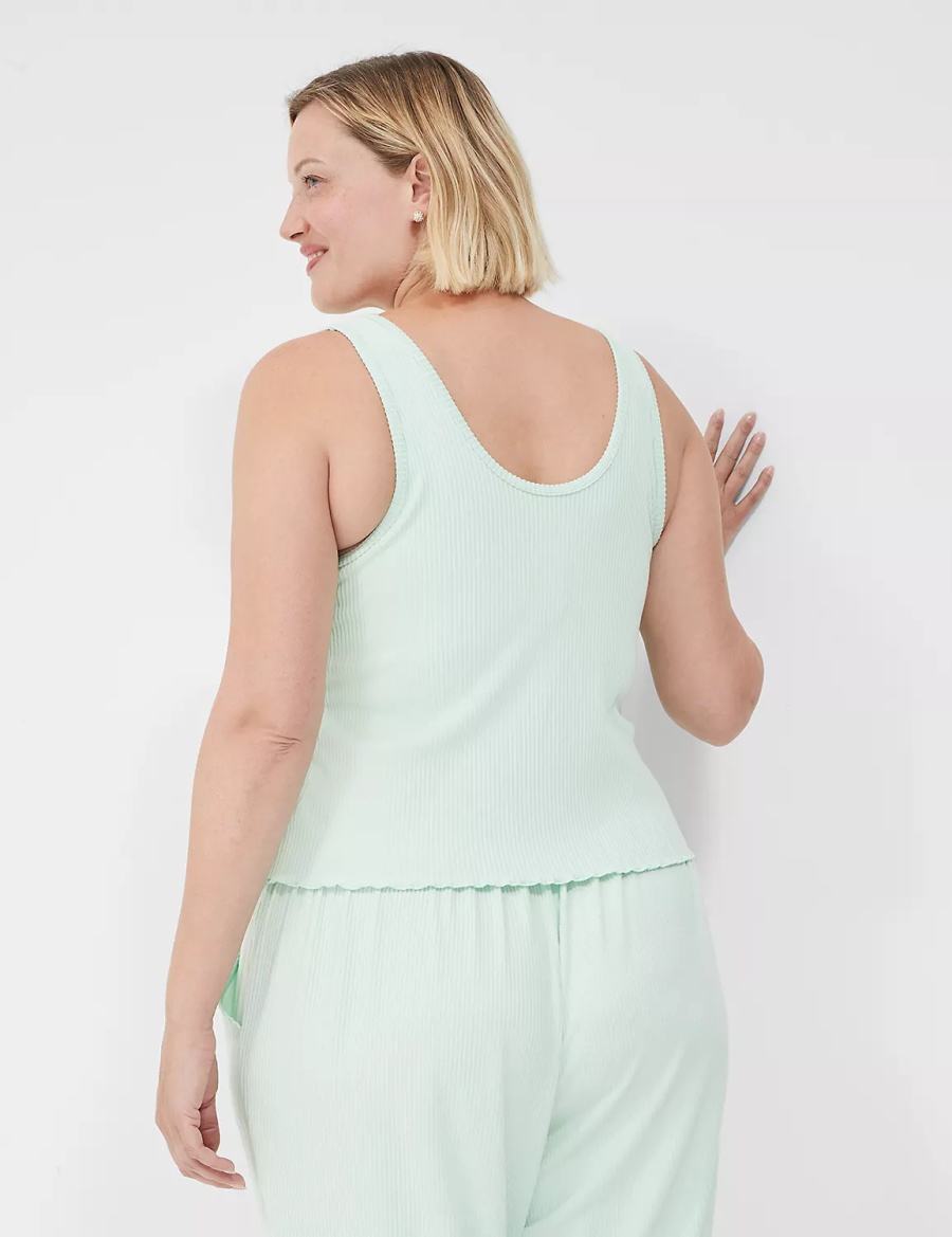 αμανικα μπλουζακια γυναικεια Lane Bryant Brushed Rib Lettuce-Hem ανοιχτο πρασινο | XQS9873GP