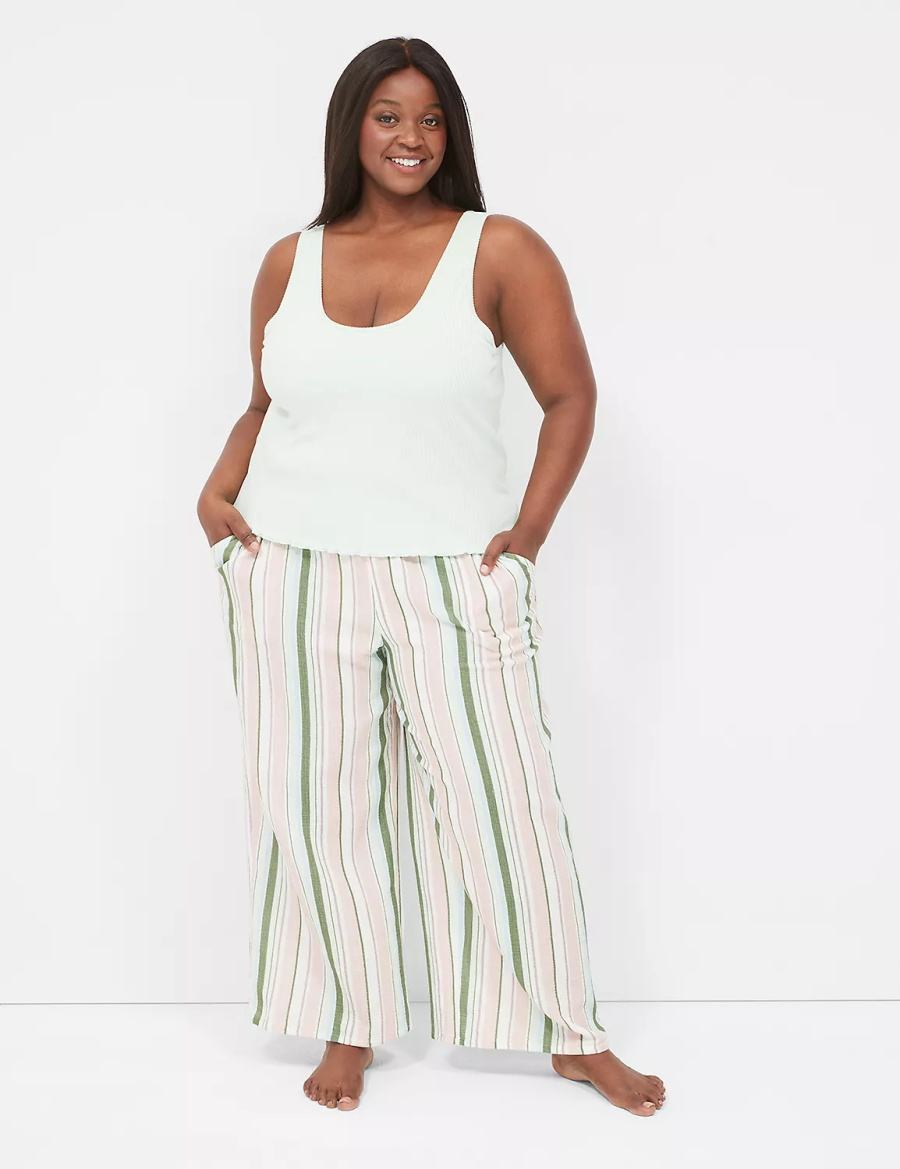 αμανικα μπλουζακια γυναικεια Lane Bryant Brushed Rib Lettuce-Hem ανοιχτο πρασινο | XQS9873GP