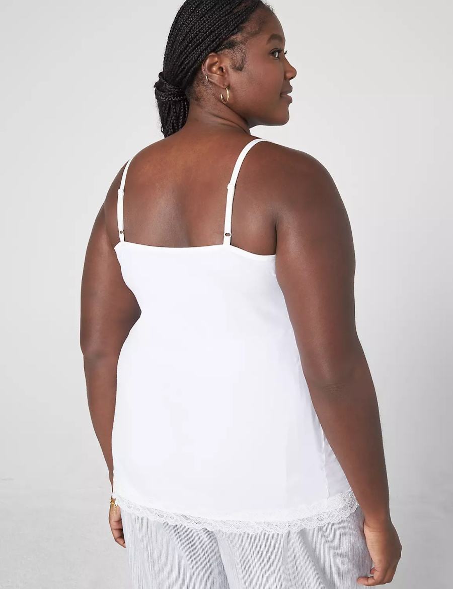 Μπλουζακια Αμανικα γυναικεια Lane Bryant Classic V-Neck Lace Trim Cami ασπρα | VBW9791NR