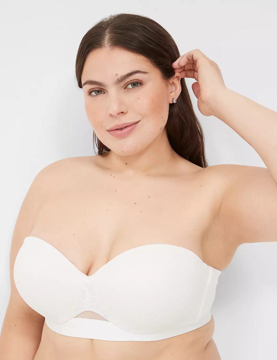 Στράπλες Σουτιέν γυναικεια Lane Bryant Comfort Bliss Lightly Lined Multi-Way With Lace ασπρα | RXM6682OB