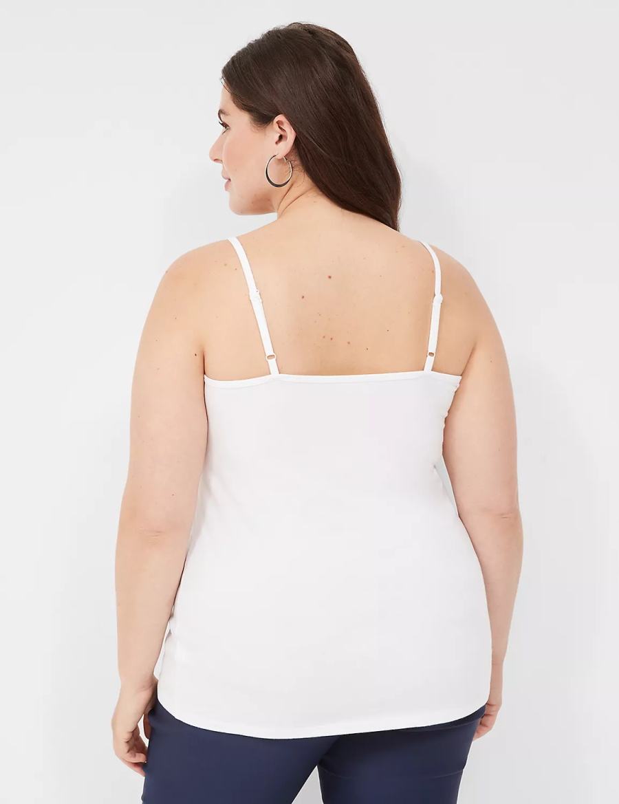 Μπλουζακια Αμανικα γυναικεια Lane Bryant Cotton Cami ασπρα | ECO2655AS