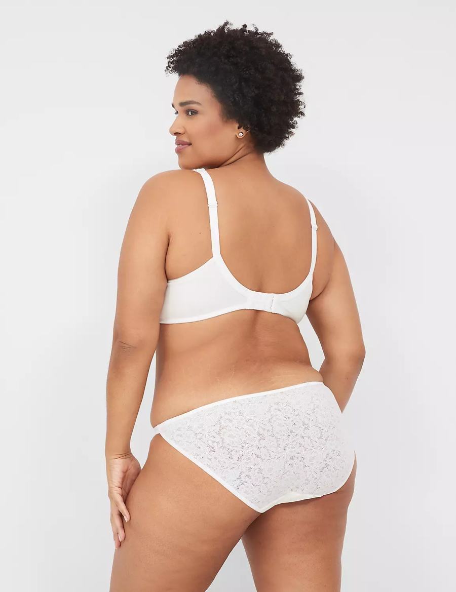 Μπικίνι Κιλότ γυναικεια Lane Bryant Cotton Double-String With Lace Back ασπρα | IBE3848KF