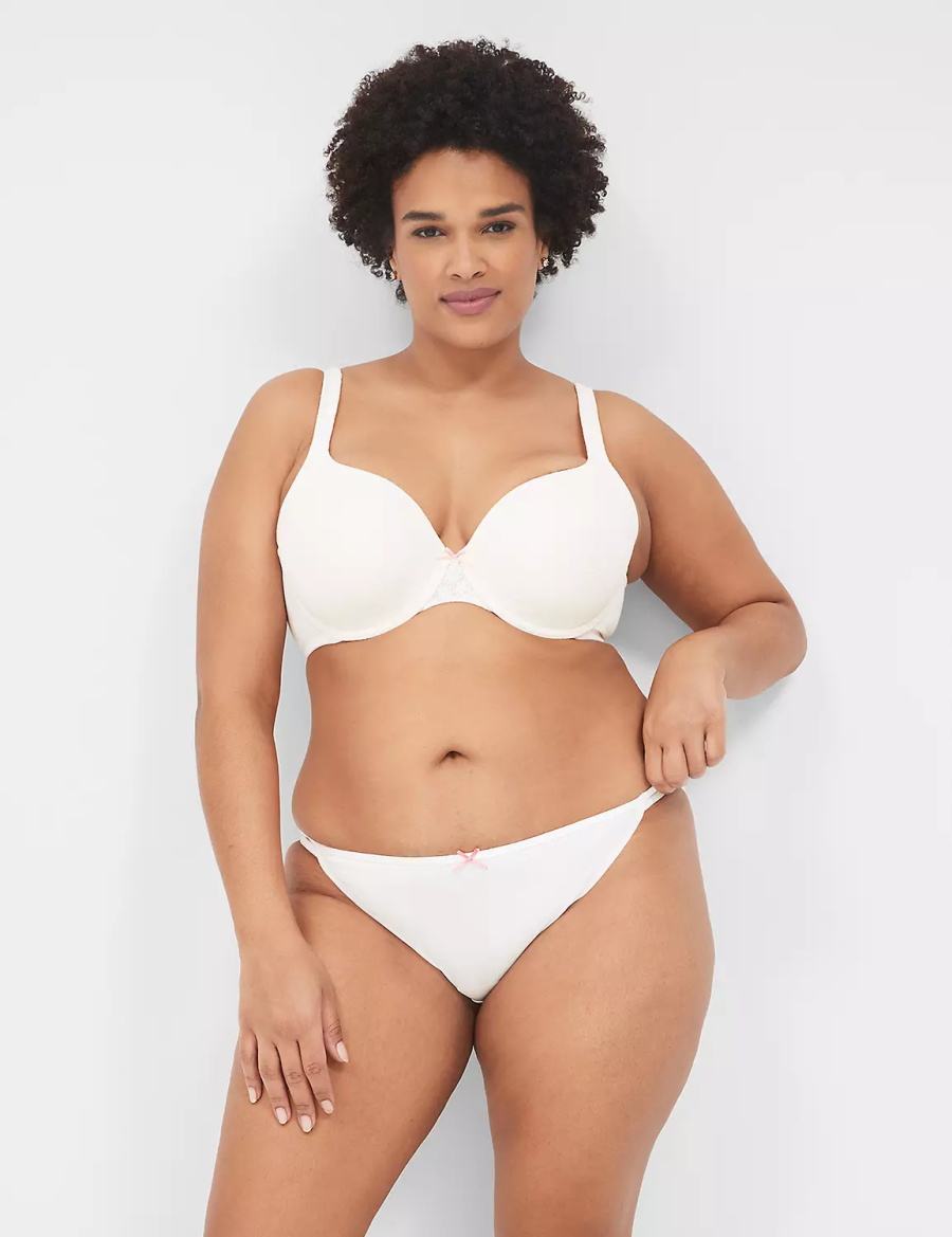 Μπικίνι Κιλότ γυναικεια Lane Bryant Cotton Double-String With Lace Back ασπρα | IBE3848KF