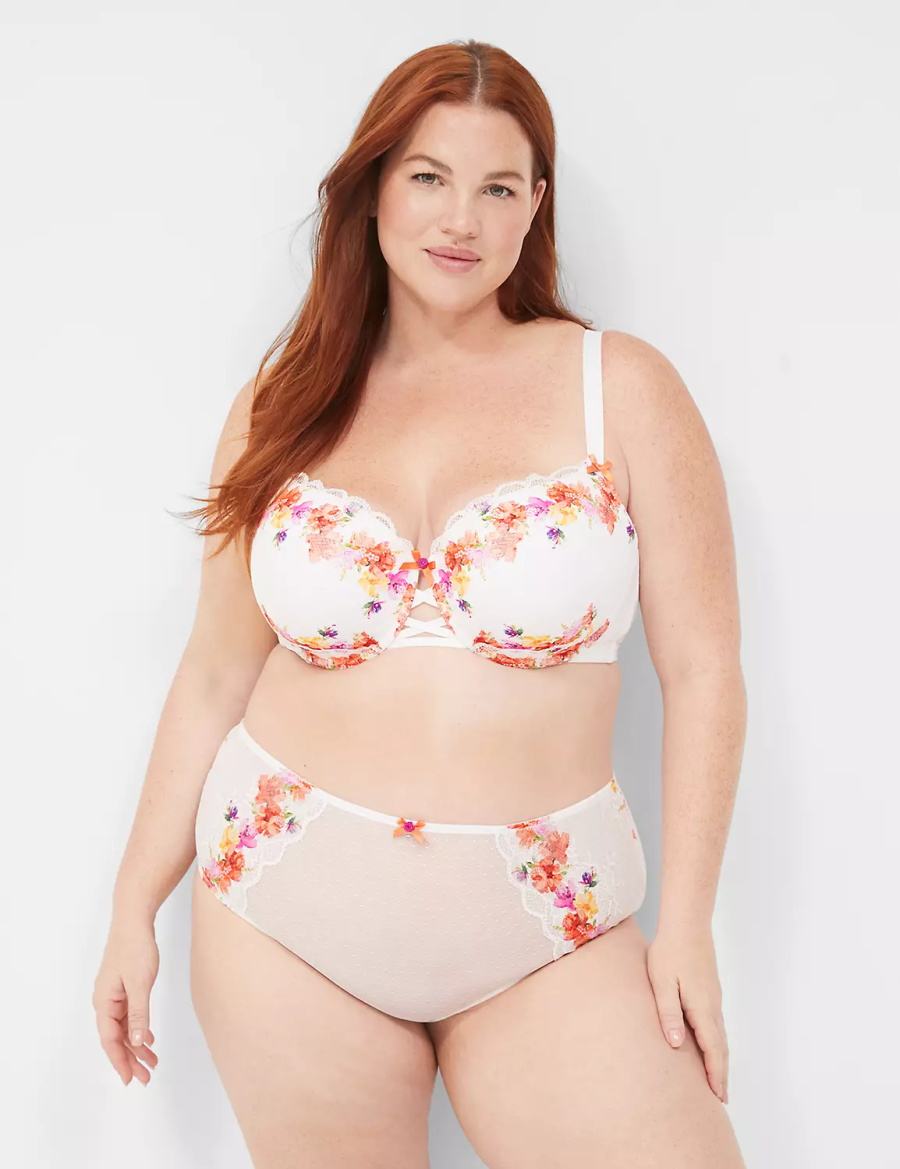 Σουτιέν Μπαλκονέτ γυναικεια Lane Bryant Digital Print Lace Boost ασπρα | XXM2618YG