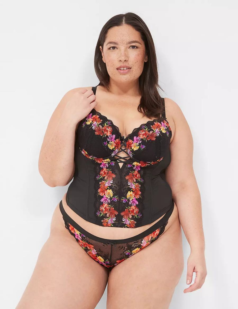 Βραζιλιάνικο Κιλότο γυναικεια Lane Bryant Digital Print Lace μαυρα | BWP982LE