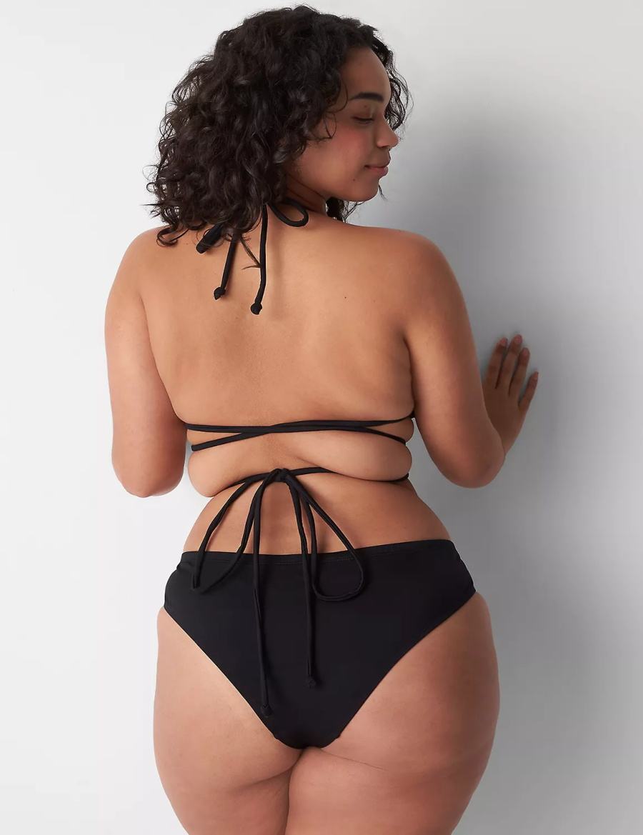 Μπικινι Τριγωνο γυναικεια Lane Bryant Dipped Tanga Swim μαυρα | SBG5027AW