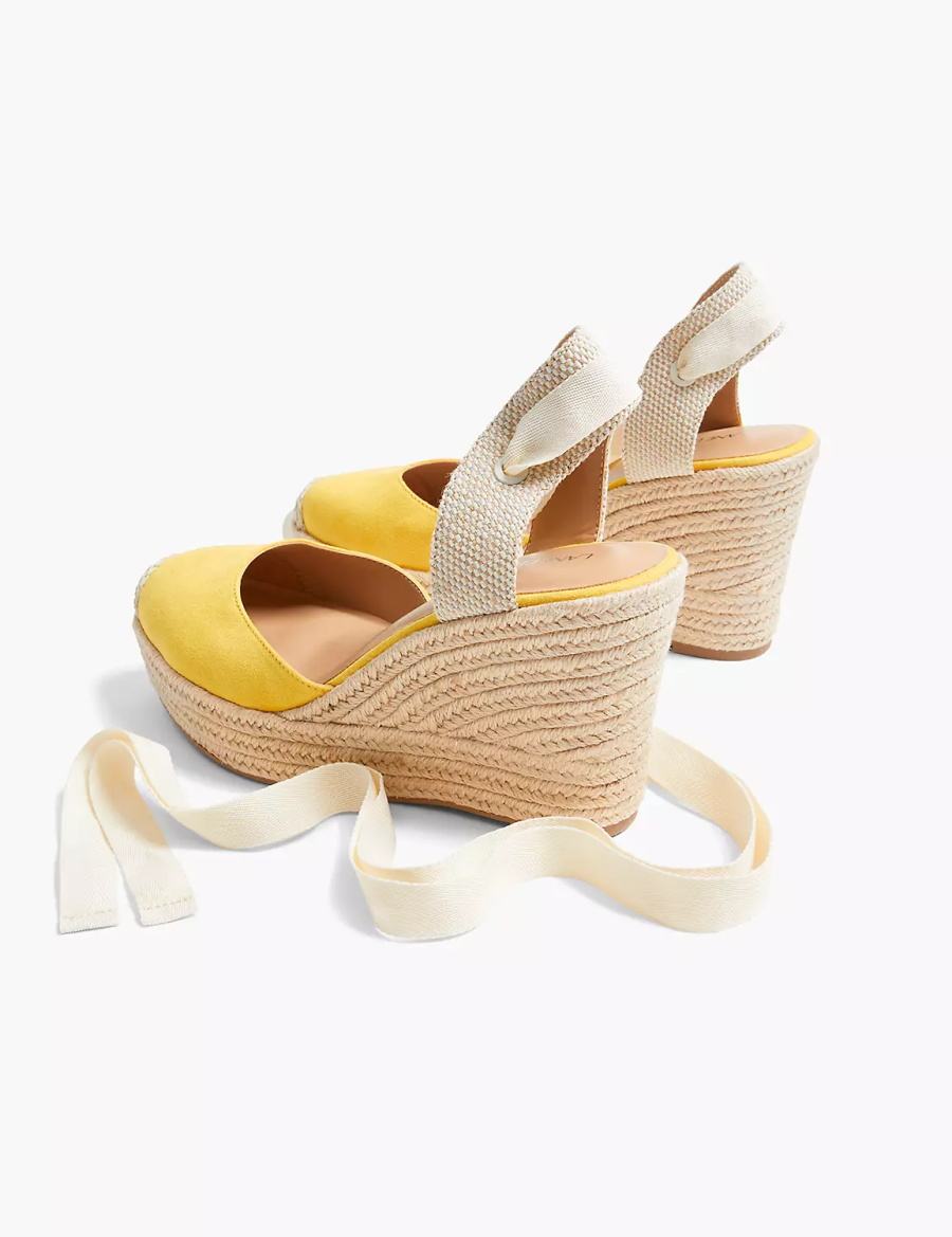 Πεδιλα Πλατφορμεσ γυναικεια Lane Bryant Dream Cloud Ankle-Tie Espadrille κίτρινα | LVT3993WA