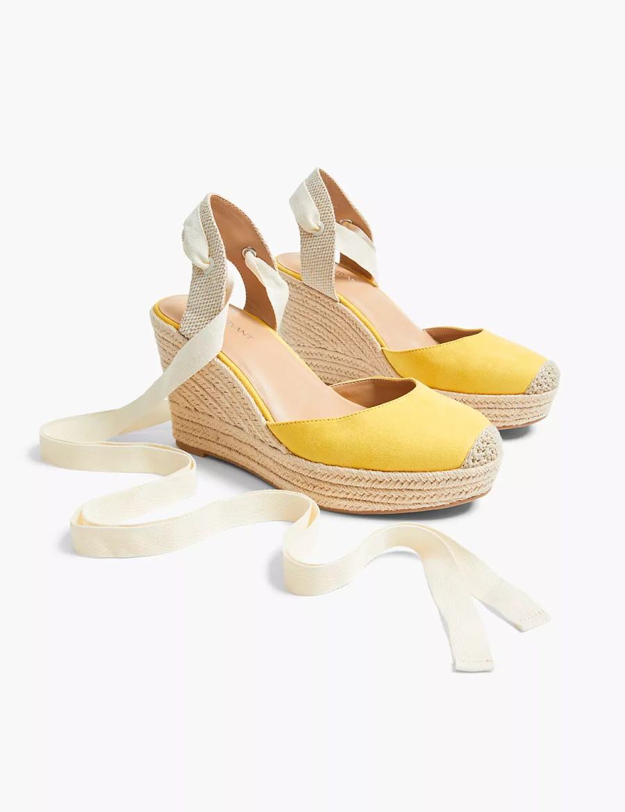 Πεδιλα Πλατφορμεσ γυναικεια Lane Bryant Dream Cloud Ankle-Tie Espadrille κίτρινα | LVT3993WA