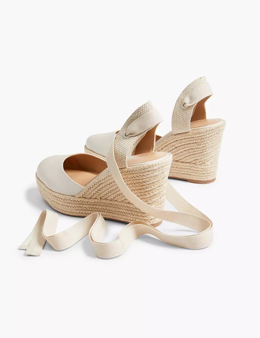 Πεδιλα Πλατφορμεσ γυναικεια Lane Bryant Dream Cloud Ankle-Tie Espadrille ασπρα | KJS4850JJ