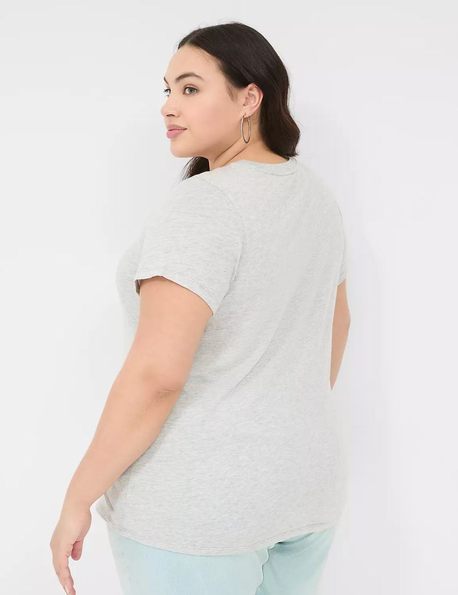 Μπλουζακια Αμανικα γυναικεια Lane Bryant Faith Graphic Tee γκρι | MET2281BR