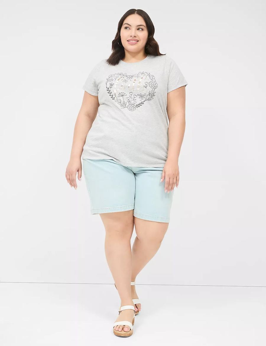 Μπλουζακια Αμανικα γυναικεια Lane Bryant Faith Graphic Tee γκρι | MET2281BR